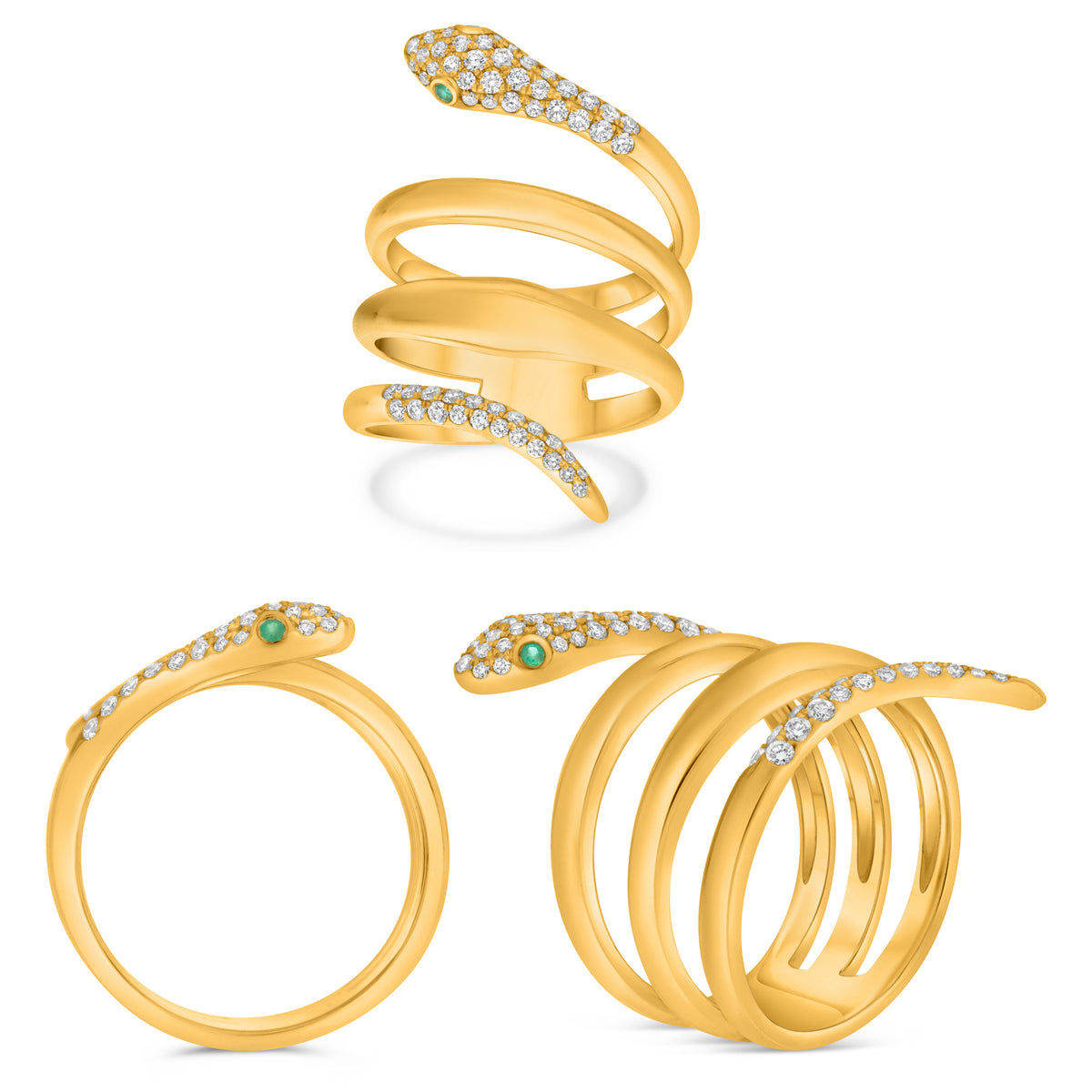 14K Yellow Gold Round Emerald Ring