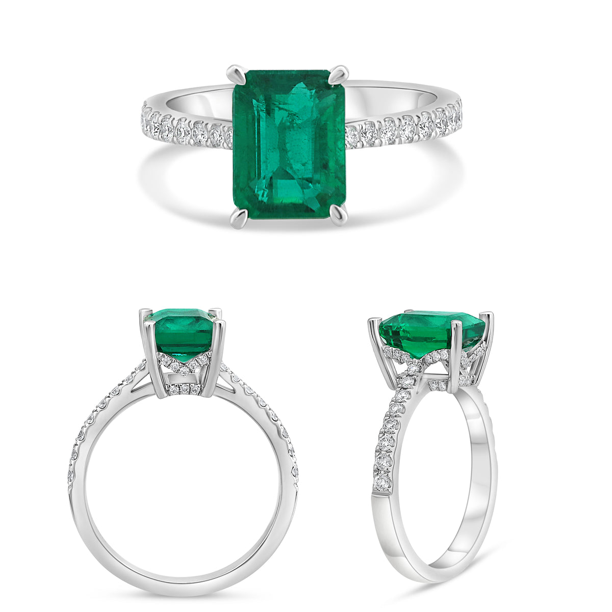 Platinum Emerald Cut Emerald Ring