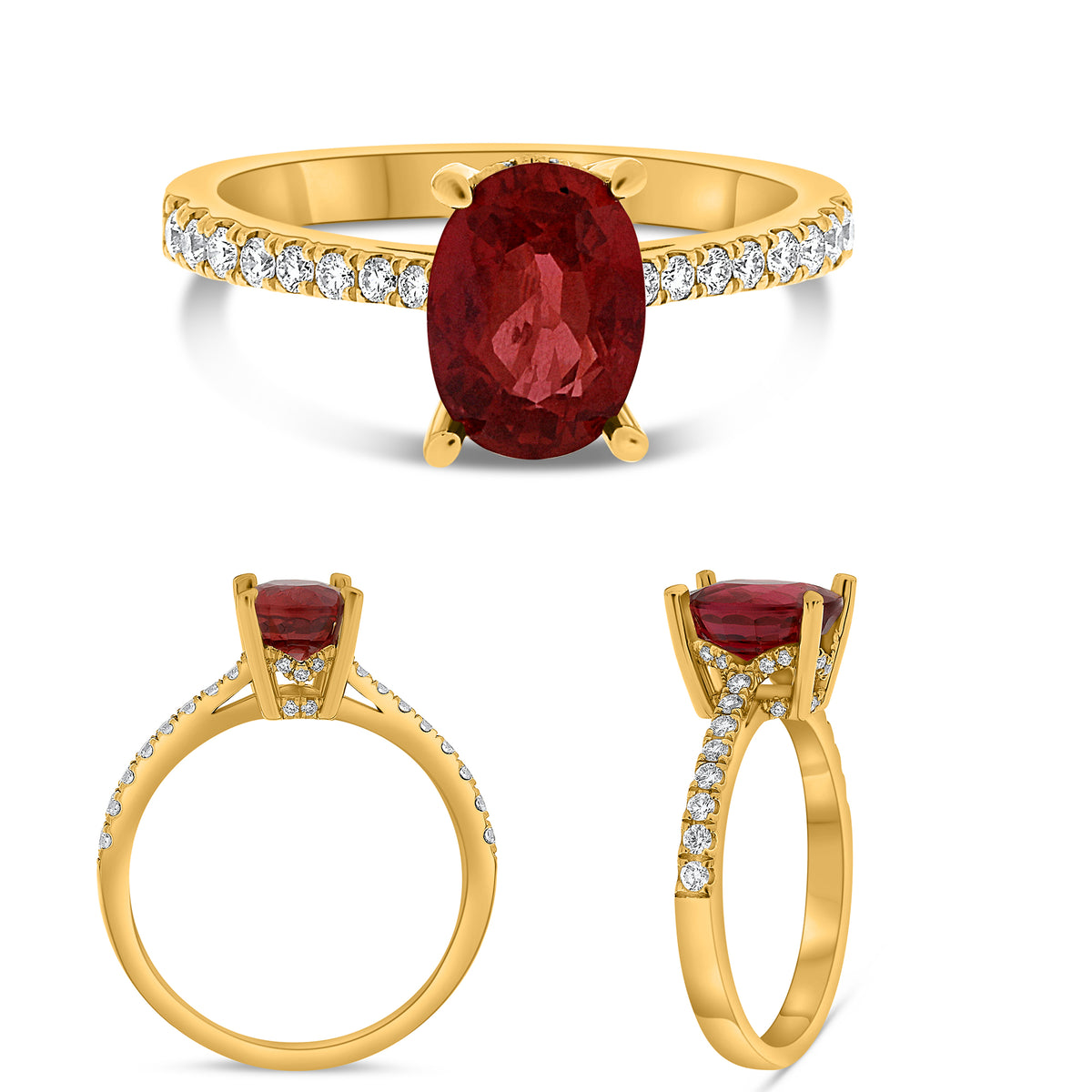 14K Yellow Gold Oval Ruby Ring