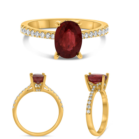14K Yellow Gold Oval Ruby Ring