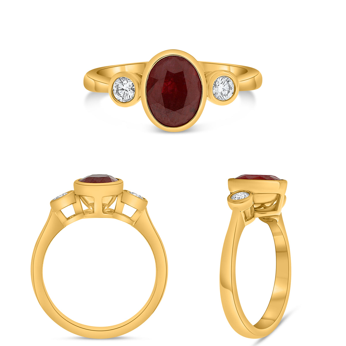 14K Yellow Gold Oval Ruby Ring