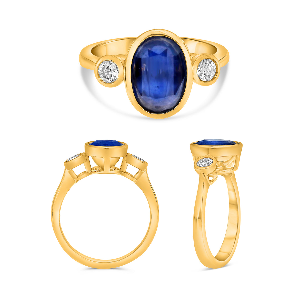 14K Yellow Gold Oval Sapphire Ring