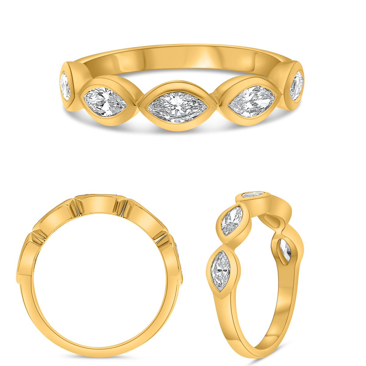 14K Yellow Gold Marquise Diamond Ring