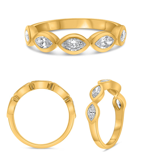 14K Yellow Gold Marquise Diamond Ring