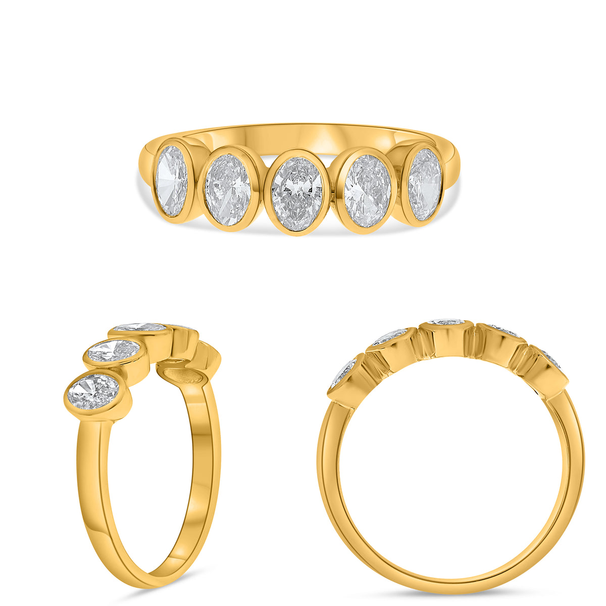 14K Yellow Gold Oval Diamond Ring