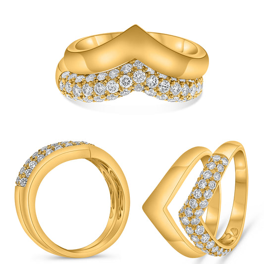 14K Yellow Gold Round Diamond Ring