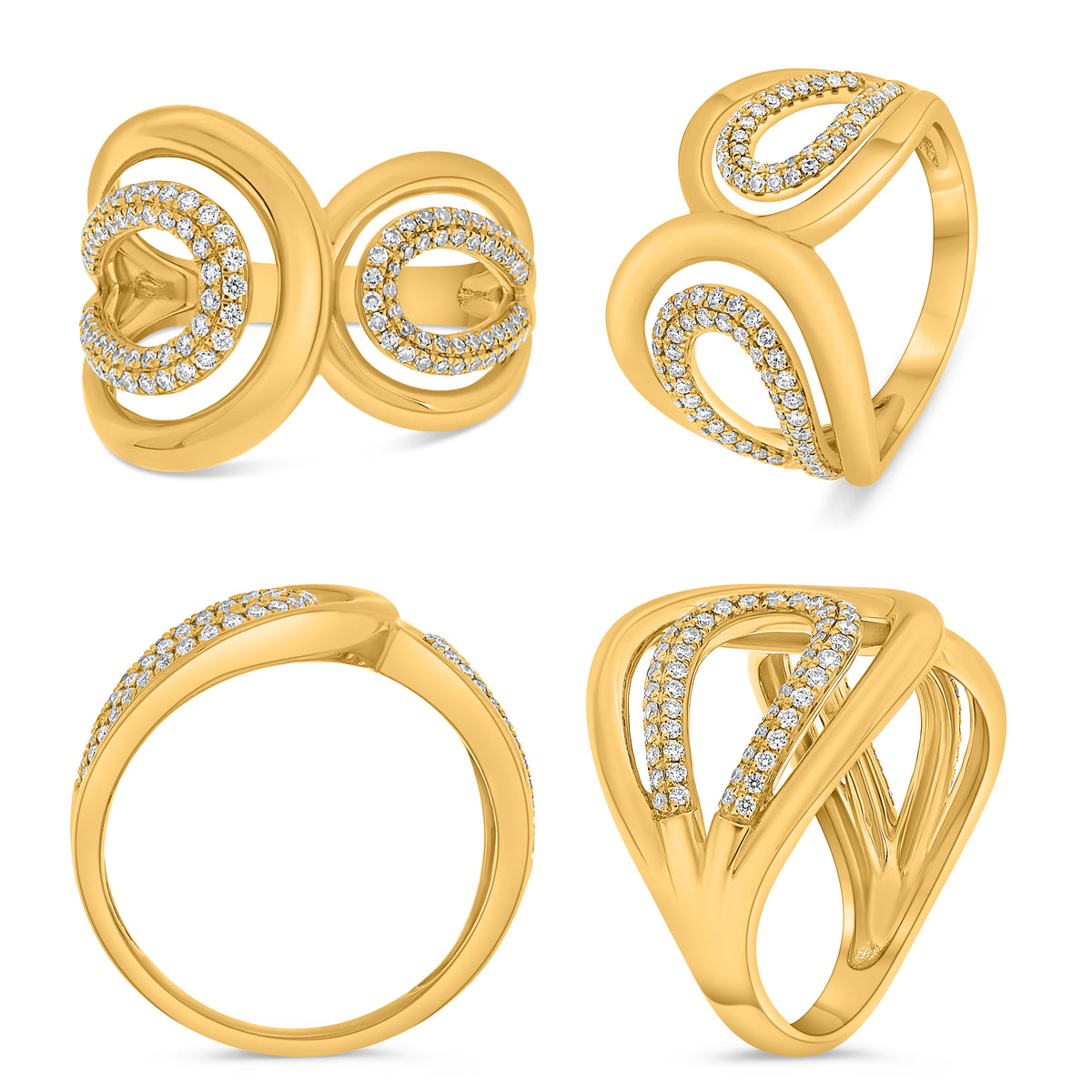 14K Yellow Gold Round Diamond Ring