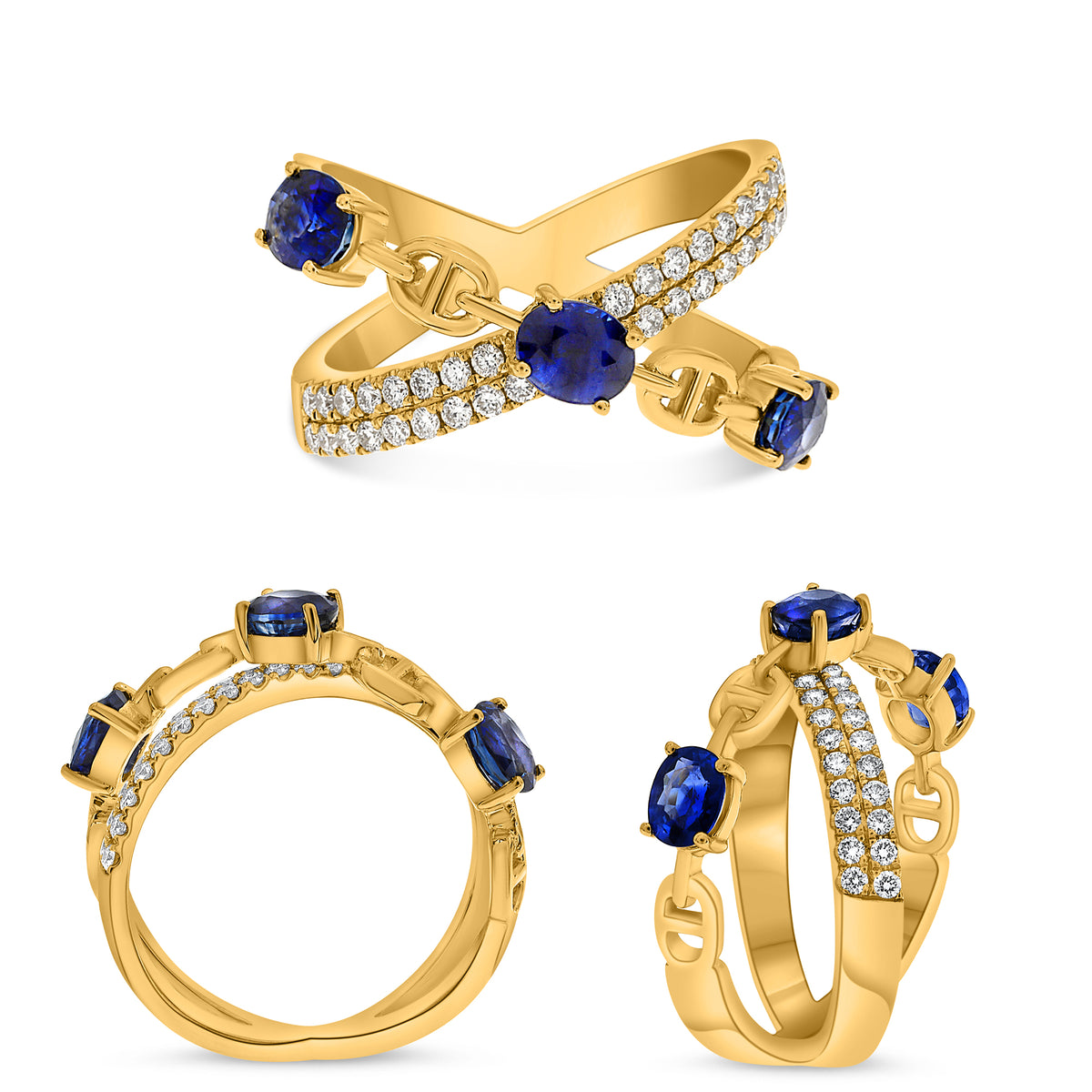 14K Yellow Gold Oval Sapphire Ring