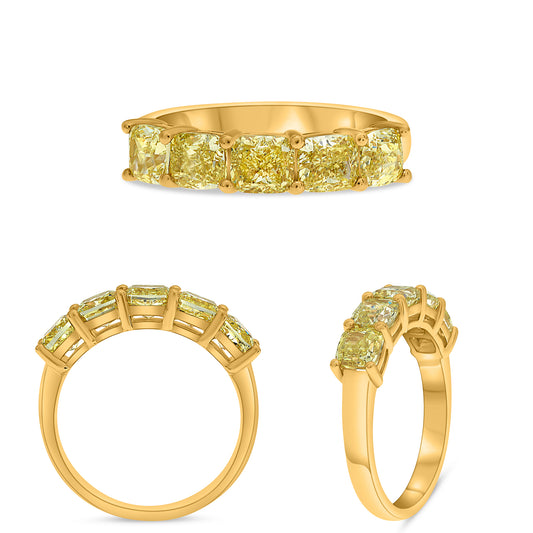 14K Yellow Gold Cushion Fancy Yellow Diamond Ring