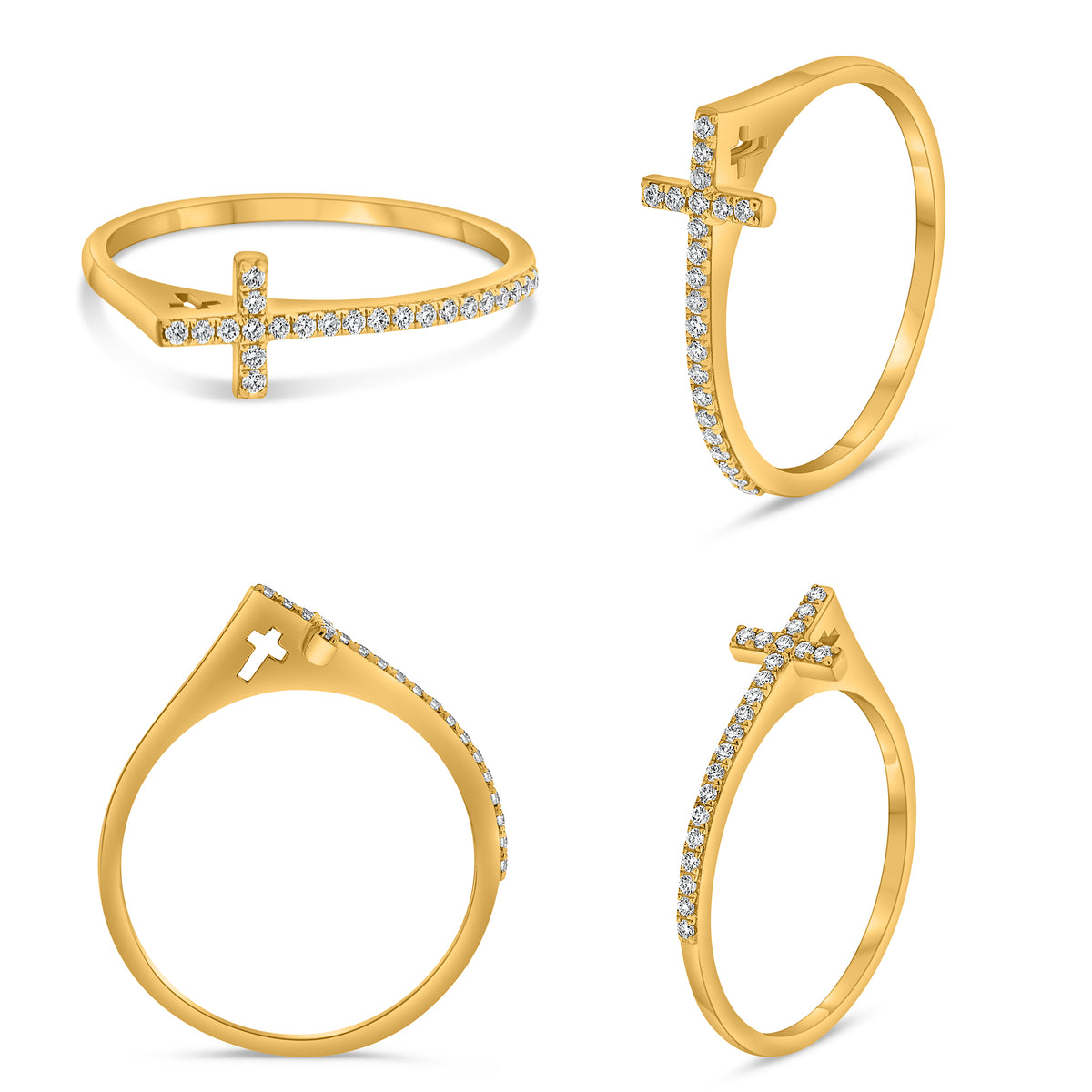 14K Yellow Gold Round Diamond Ring