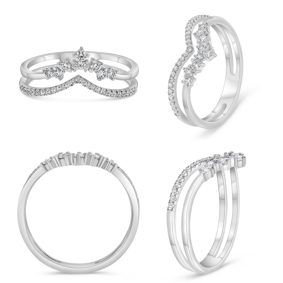 14K White Gold Round Diamond Ring