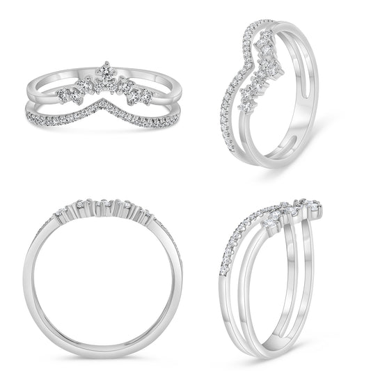 14K White Gold Round Diamond Ring