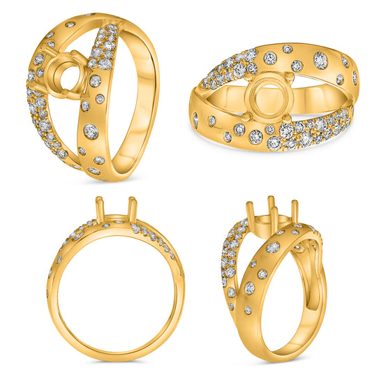 14K Yellow Gold Round Diamond Ring