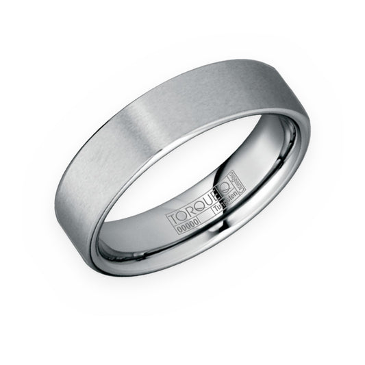 Torque tungsten flat brushed men's wedding band