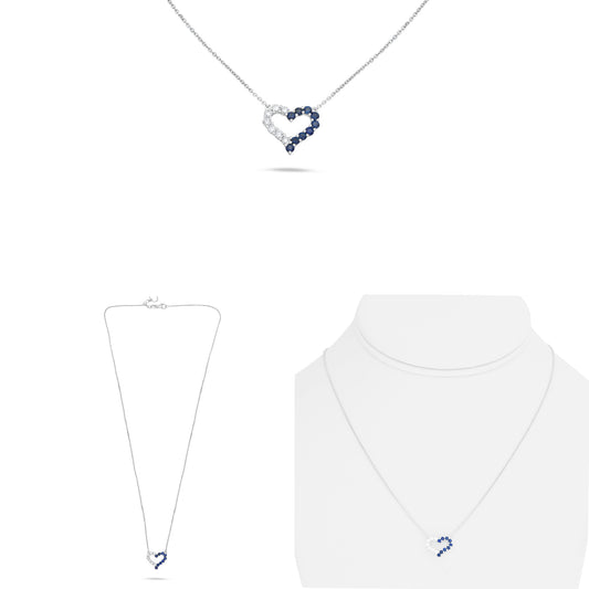 14K White Gold Round Sapphire Necklace