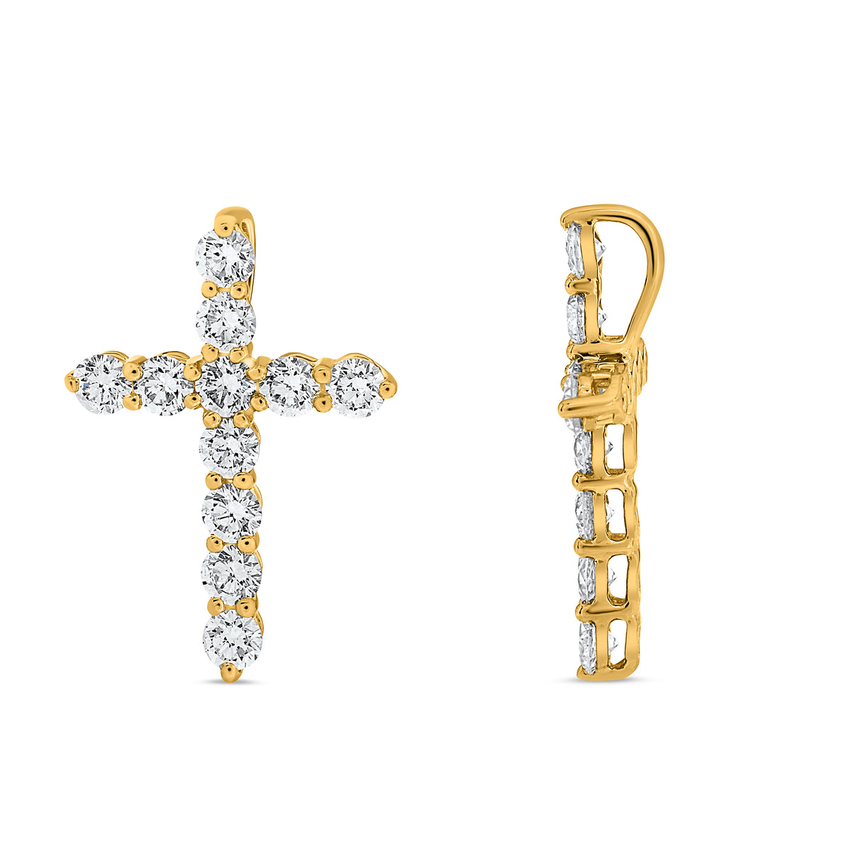 14K Yellow Gold Round Diamond Pendant