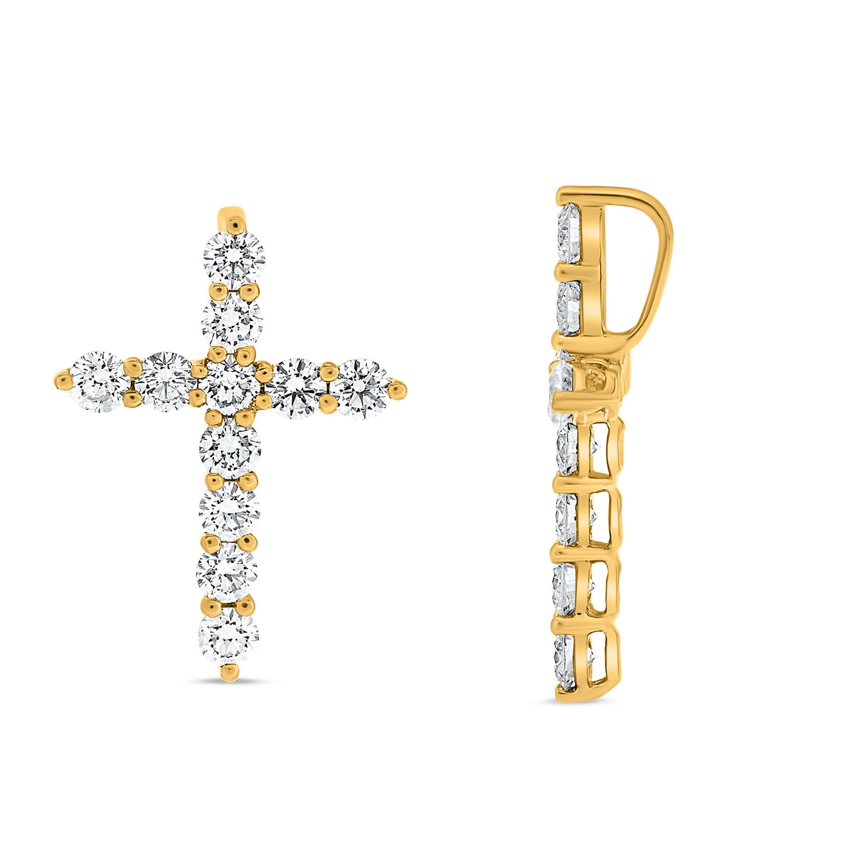 14K Yellow Gold Round Diamond Pendant