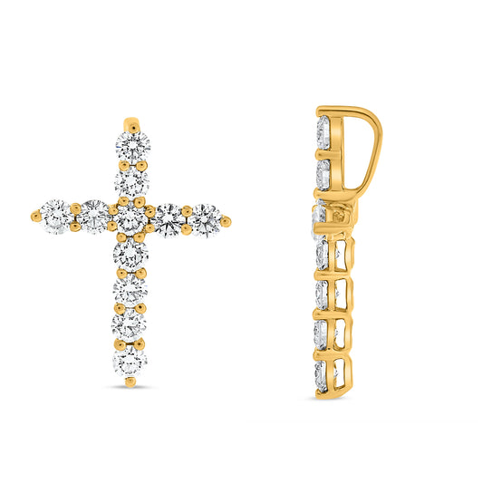 14K Yellow Gold Round Diamond Pendant