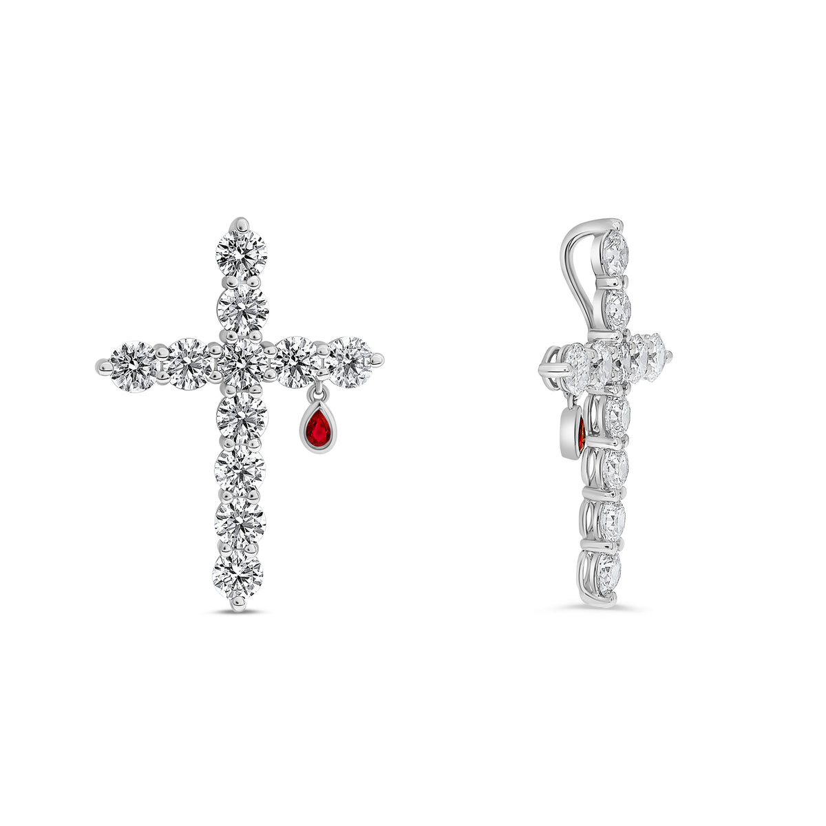 14K White Gold Round Ruby Pendant