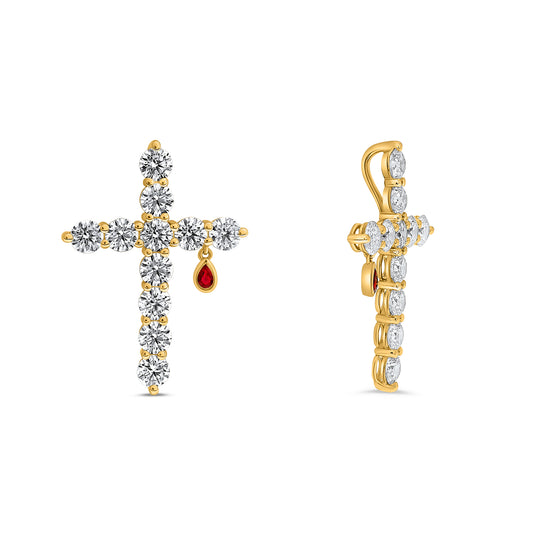 14K Yellow Gold Round Ruby Pendant
