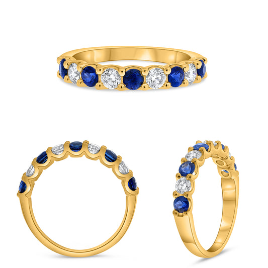 14K Yellow Gold Round Sapphire Ring