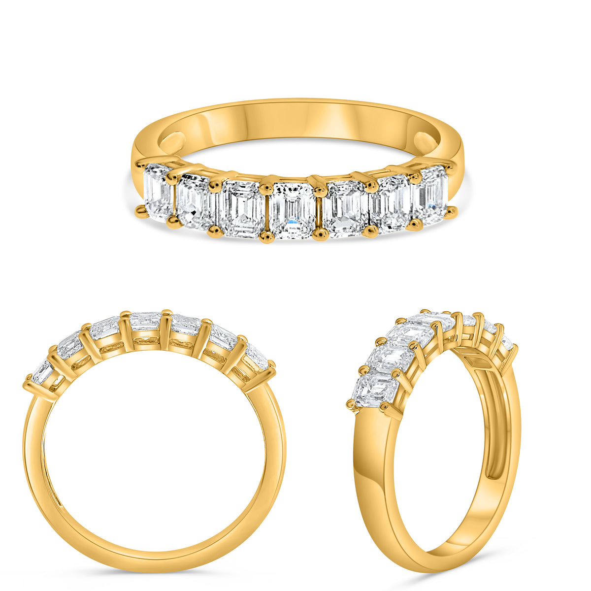 14K Yellow Gold Emerald Cut Diamond Ring