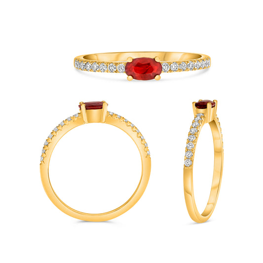14K Yellow Gold Oval Ruby Ring