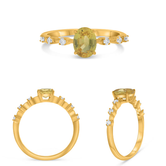 14K Yellow Gold Oval Yellow Sapphire Ring