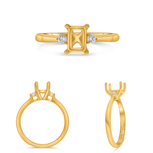 14K Yellow Gold Emerald Cut Diamond Ring