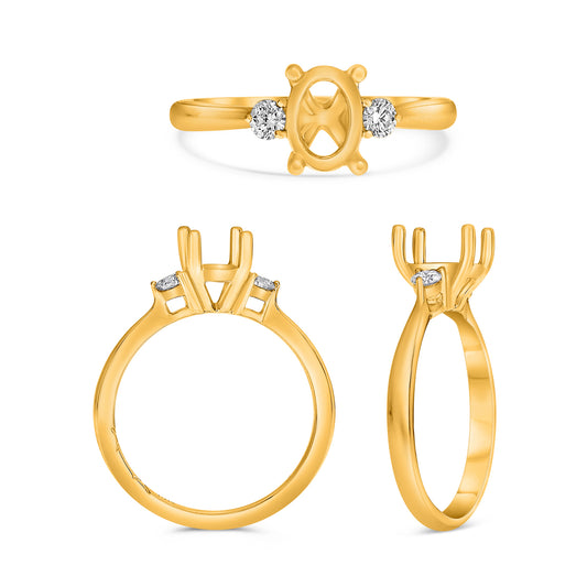 14K Yellow Gold Oval Diamond Ring