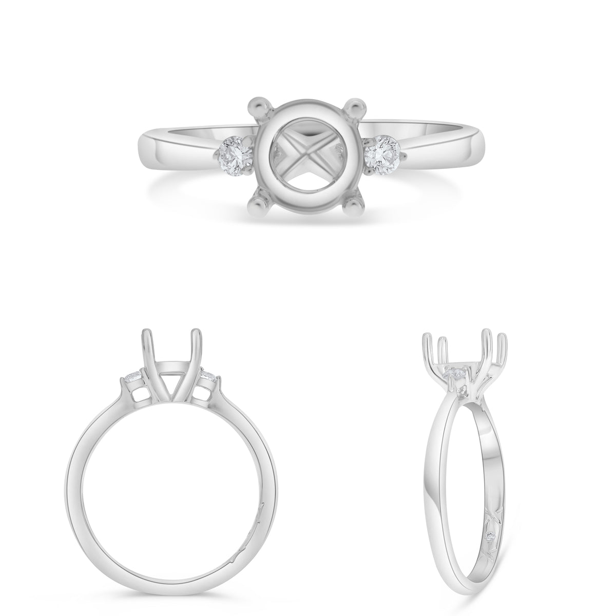 14K White Gold Round Diamond Ring