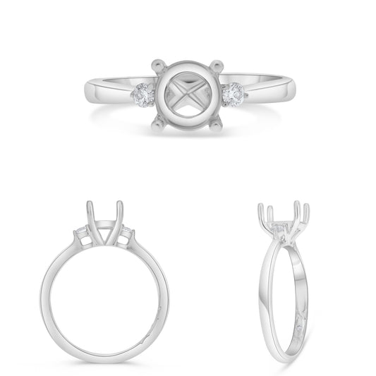 14K White Gold Round Diamond Ring