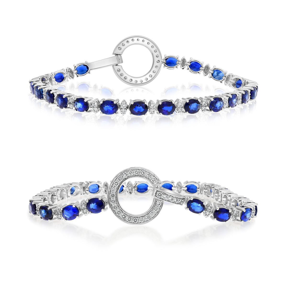 14K White Gold Oval Sapphire Bracelet
