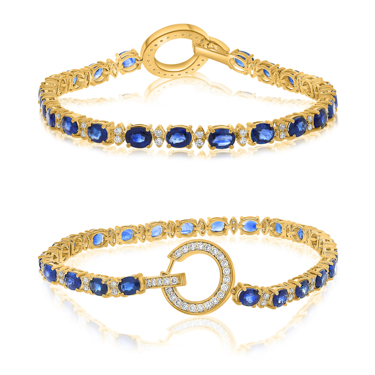 14K Yellow Gold Oval Sapphire Bracelet