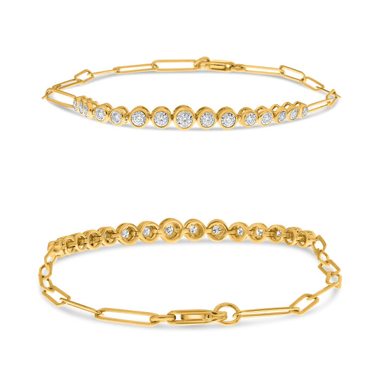 14K White & Yellow Gold Round Diamond Bracelet