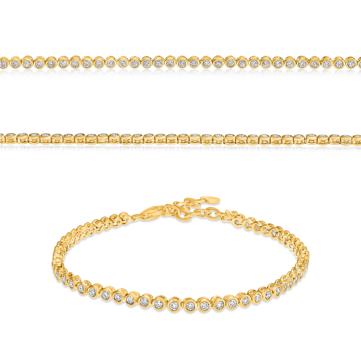 14K Yellow Gold Round Diamond Bracelet