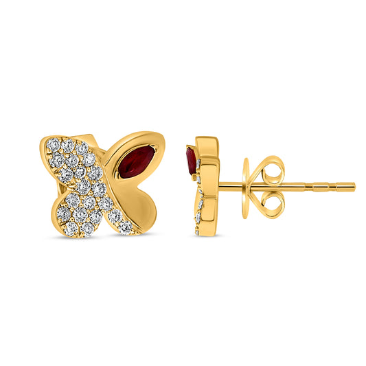 14K Yellow Gold Round Diamond Earrings