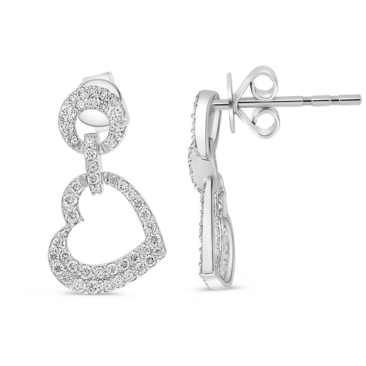 14K White Gold Round Diamond Earrings