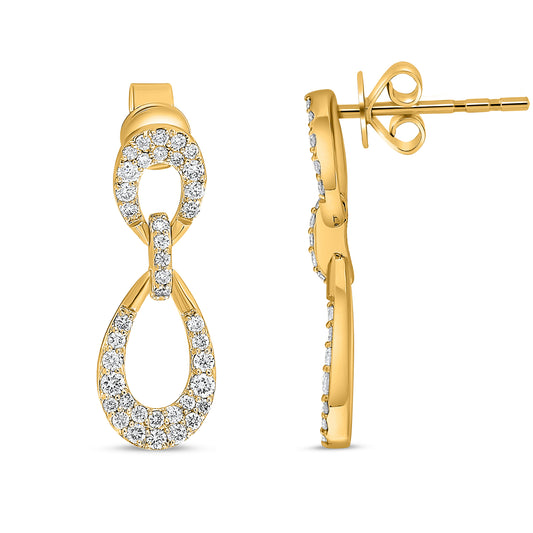 14K Yellow Gold Round Diamond Earrings
