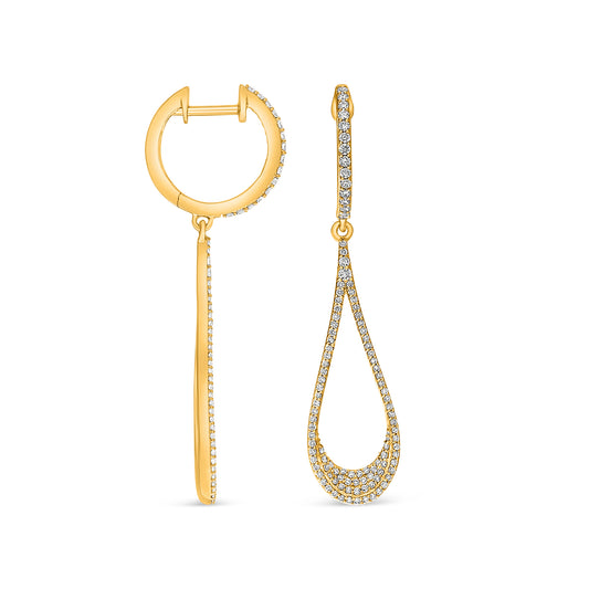 14K Yellow Gold Round Diamond Earrings