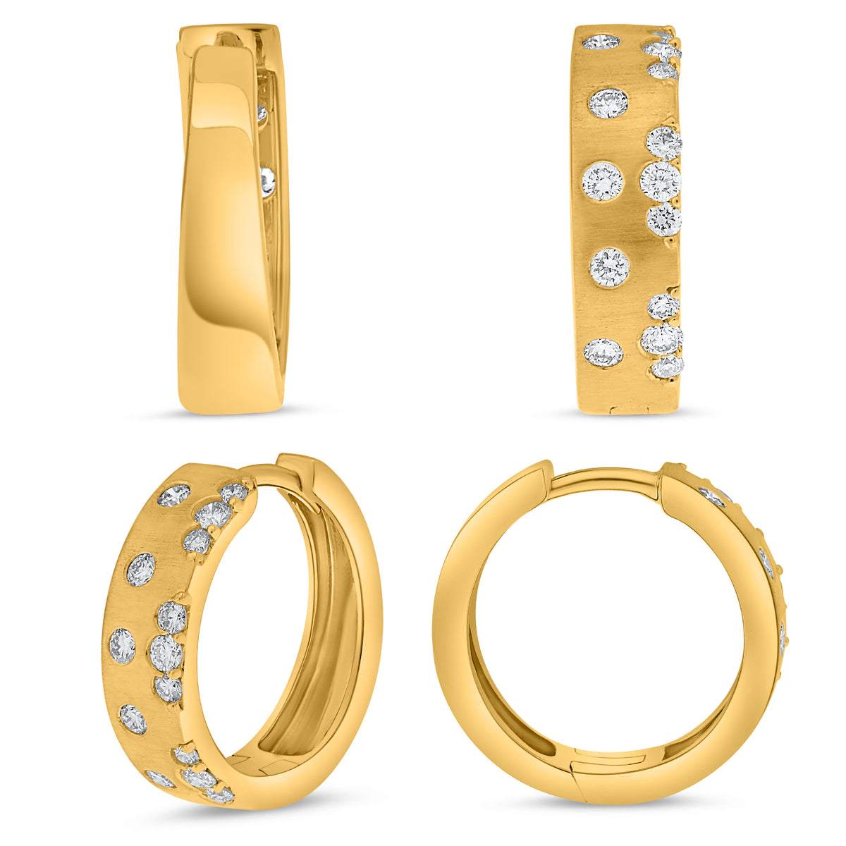 14K Yellow Gold Round Diamond Earrings