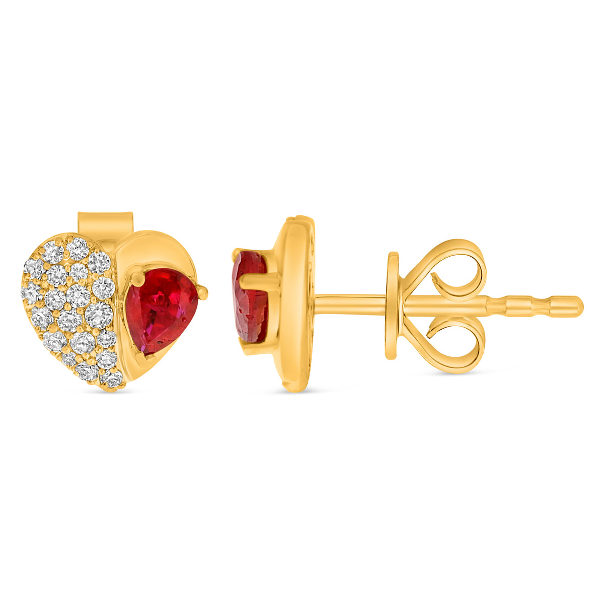 14K Yellow Gold Pear Ruby Earrings