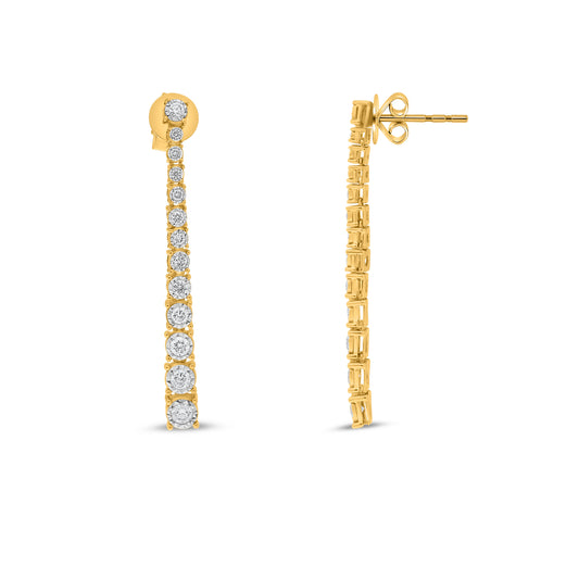 14K White & Yellow Gold Round Diamond Earrings