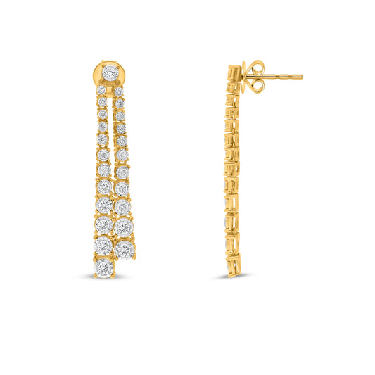 14K White & Yellow Gold Round Diamond Earrings