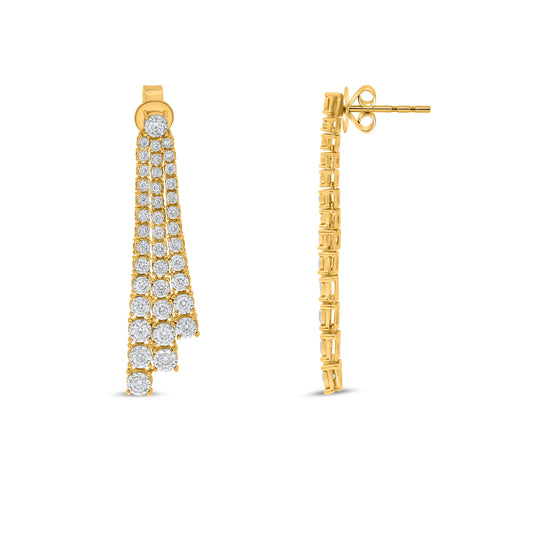 14K Yellow Gold Round Diamond Earrings