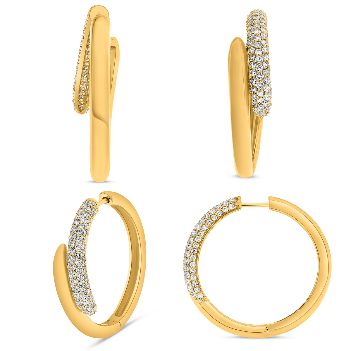 14K Yellow Gold Round Diamond Earrings