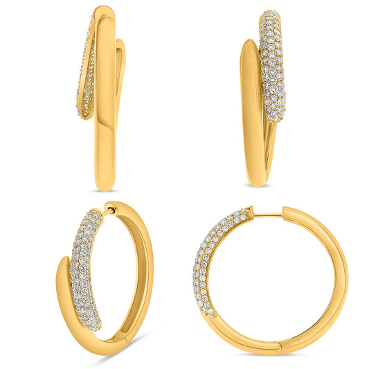 14K Yellow Gold Round Diamond Earrings