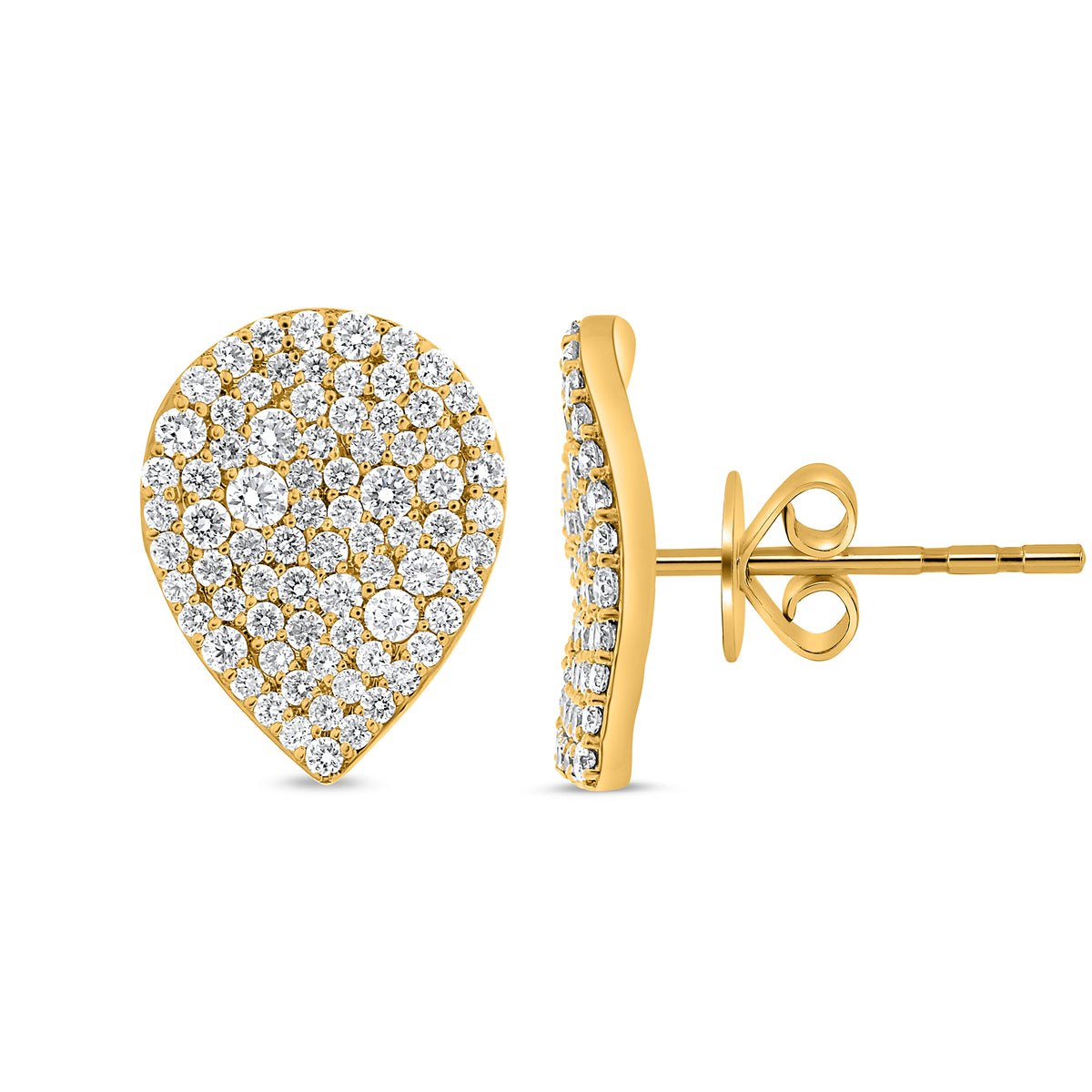 14K Yellow Gold Round Diamond Cluster Ring