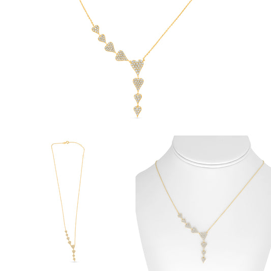 14K Yellow Gold Diamond Cluster Necklace