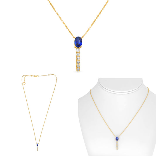 14K Yellow Gold Oval Sapphire Necklace